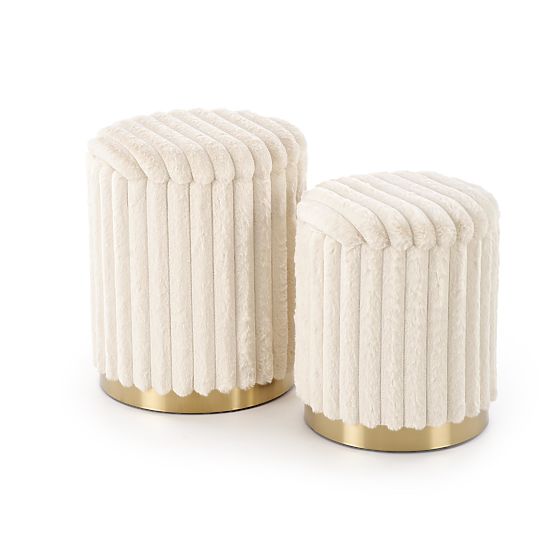 FIDO sada 2 pufů, krémová / zlatá (1p=1sada)