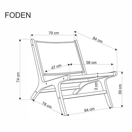 FODEN relaxační křeslo, černé / přírodní 