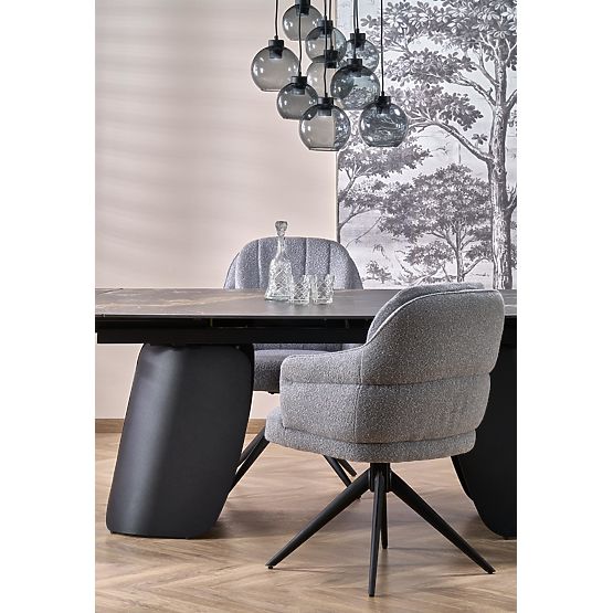 FORUM rozkládací stůl, černý mramor / černý (3p=1ks)