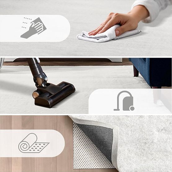 Hedvábný koberec Rabbit - Bílá Ecru