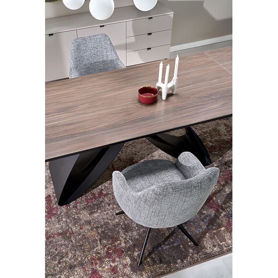 HILARIO rozkládací stůl, deska - ořechová, nohy - černé (3p=1ks)