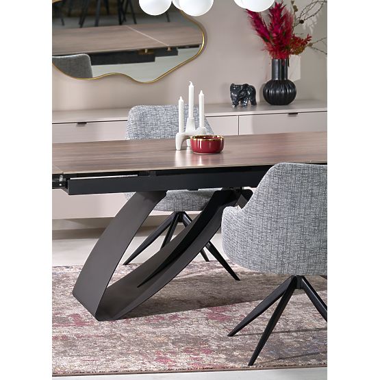 HILARIO rozkládací stůl, deska - ořechová, nohy - černé (3p=1ks)