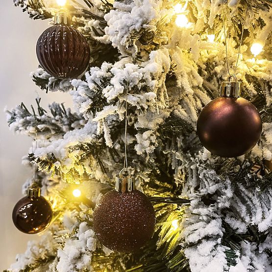 HNĚDÉ VÁNOČNÍ KOULE 34 KS SYSD1688-038