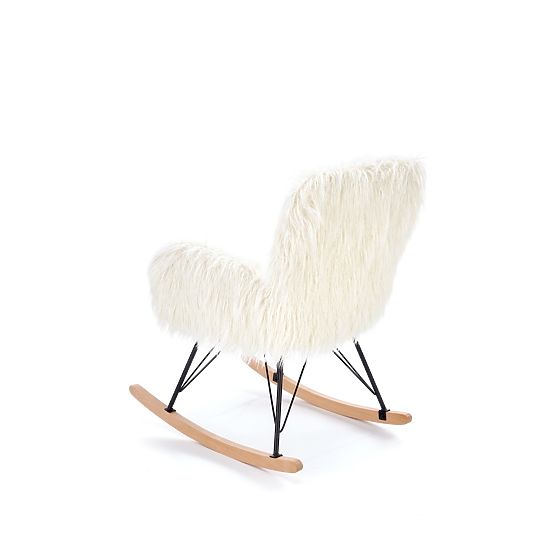 Houpací křeslo z umělé kožešiny AUSTIN - krémové