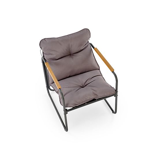 HUDSON, zahradní set (pohovka, 2x křeslo, stolek), šedá / hnědá (1p=1set)