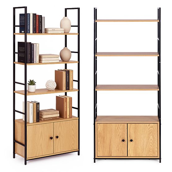 Industriální loftový regál se skříňkou 4 police ModernHome