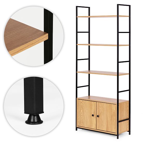 Industriální loftový regál se skříňkou 4 police ModernHome