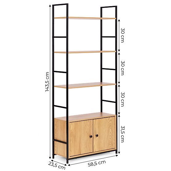 Industriální loftový regál se skříňkou 4 police ModernHome