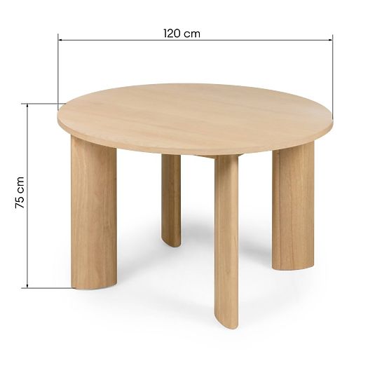 Jídelní stůl Bali 120 cm, kulatý, krémově bílý