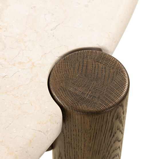 Jídelní stůl Bruna, 150 cm, kulatý, dub mocha/mramor cream