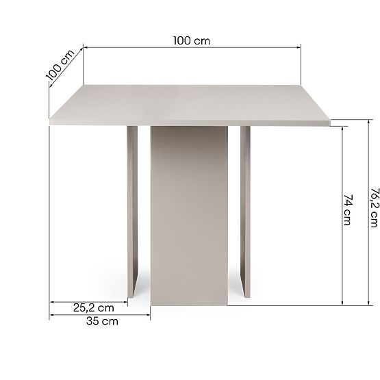 Jídelní stůl Gasper 100 cm, čtvercový, kašmírový