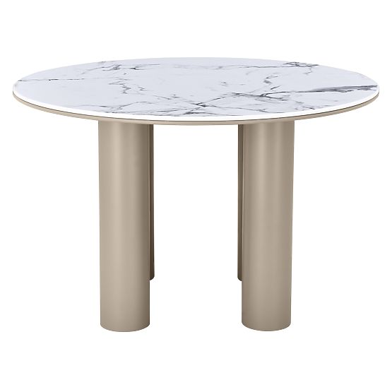 Jídelní stůl Kairo 120 cm, kulatý, tmavě béžový, mramorový