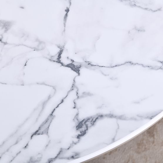 Jídelní stůl Kairo 120 cm, kulatý, tmavě béžový, mramorový