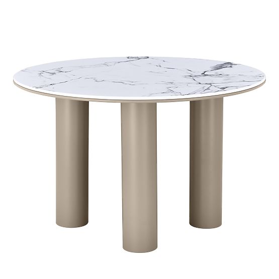 Jídelní stůl Kairo 120 cm, kulatý, tmavě béžový, mramorový