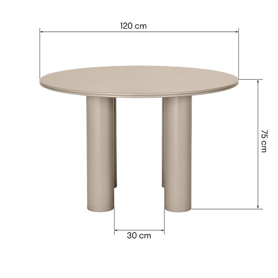 Jídelní stůl Kairo 120 cm, kulatý, tmavě béžový