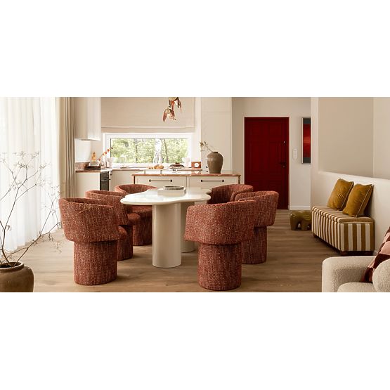 Jídelní stůl Pinar 180 cm, šedobéžový, oblé tvary