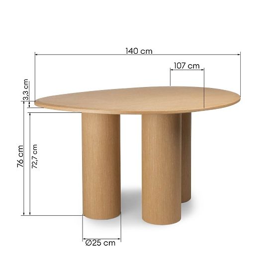 Jídelní stůl Vesper 140 cm, přírodní dub