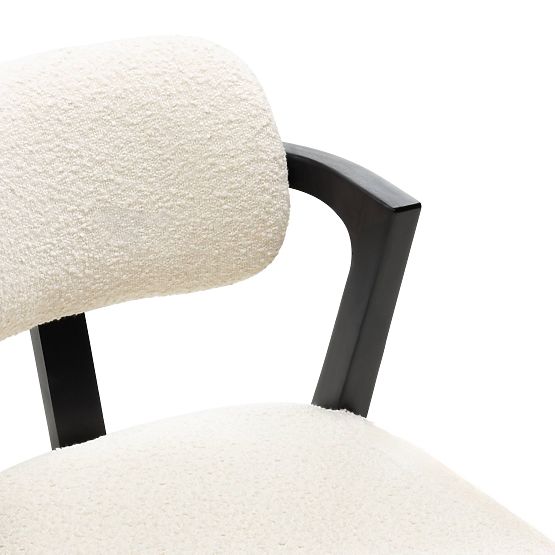 Jídelní židle Apulia, krémová/černá, mahagonové dřevo, boucle