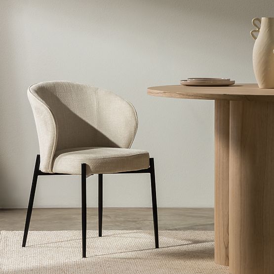 Jídelní židle Avery světle béžová/černé nohy