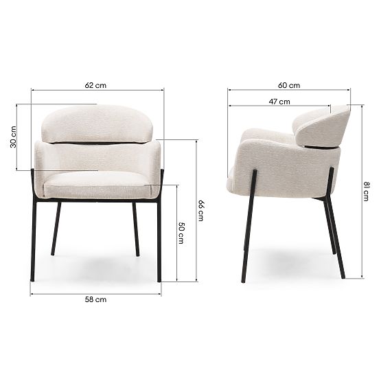 Jídelní židle Granda, ecru/černé nohy