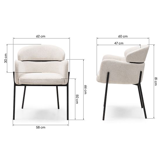 Jídelní židle Granda, ecru/černé nohy