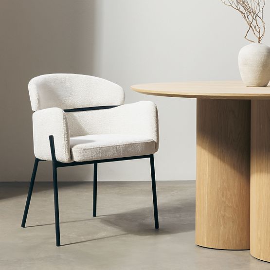 Jídelní židle Granda, ecru/černé nohy