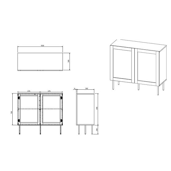 JUTA komoda 100 (2D) černý mat