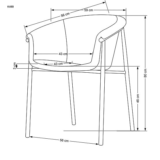 K489 židle šedá (1p=2ks)