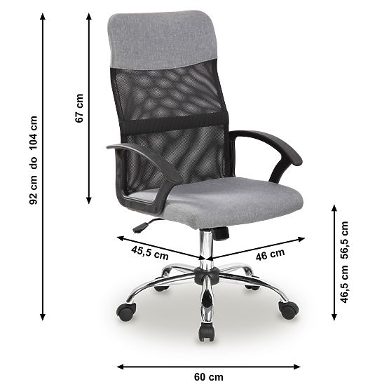 Kancelářská otočná židle s síťovaným opěradlem šedá