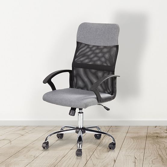 Kancelářská otočná židle s síťovaným opěradlem šedá