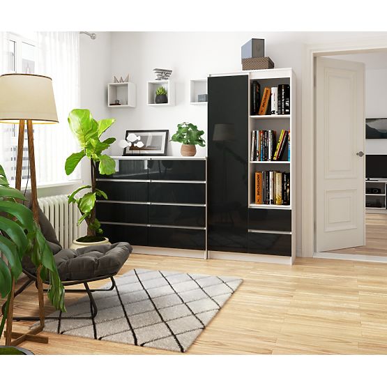 KANCELÁŘSKÝ REGÁL R 80 cm CLP R11 BÍLÁ / GRAFIT LESK