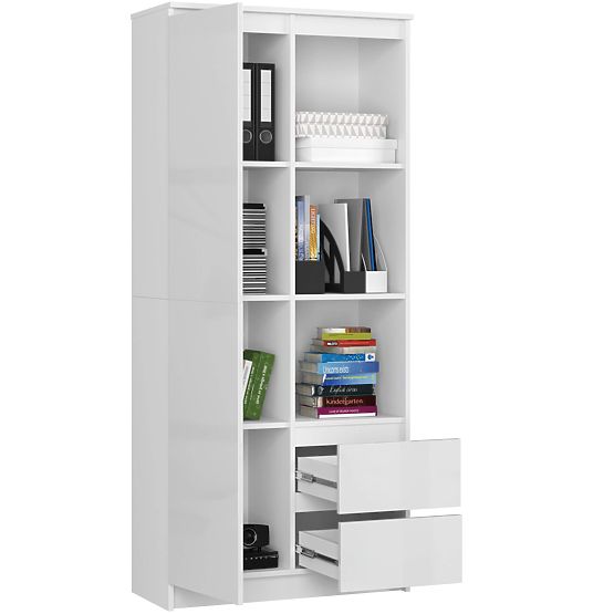 Kancelářský regál R 80 cm CLP R11 PK BÍLÝ / BÍLÝ LESK