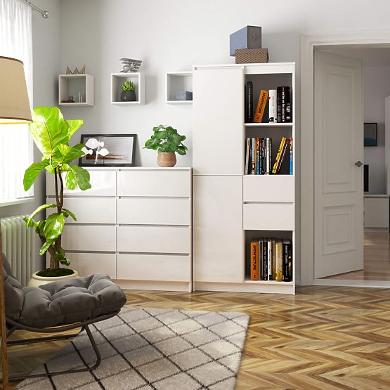 KANCELÁŘSKÝ REGÁL R 80 cm CLP R15 PK BÍLÝ / BÍLÝ LESK