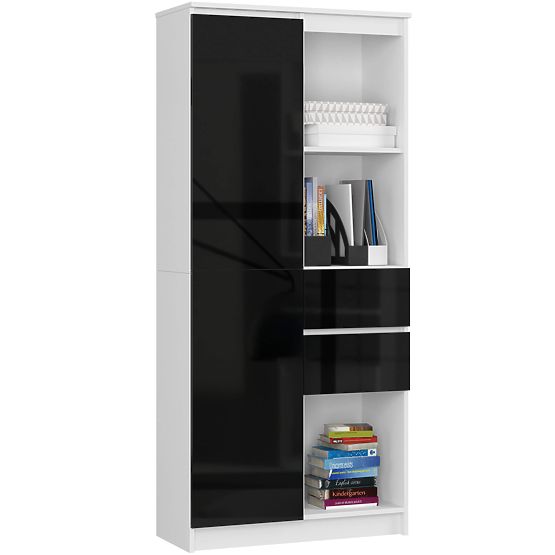 KANCELÁŘSKÝ REGÁL R 80 cm CLP R15 PK BÍLÝ / ČERNÝ LESK