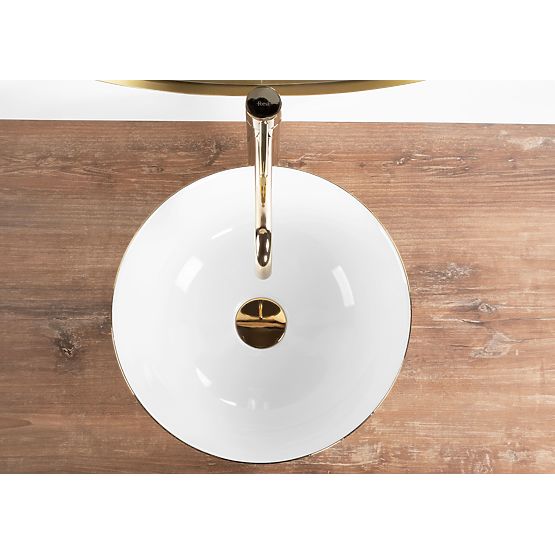Keramické umyvadlo na desku Stella bílé se zlatým okrajem