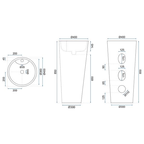 Keramické Volně Stojící Umyvadlo Blanka Savana Matt