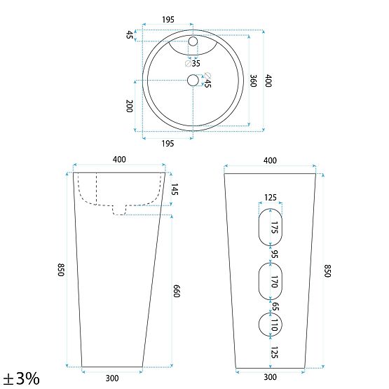Keramické Volně Stojící Umyvadlo Blanka Savana Matt
