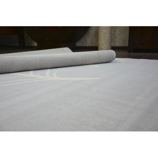 Koberec SCANDI 18281/652- Listy šedá krémový