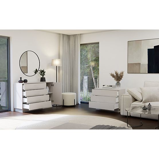 Komoda AMBER 1D4S Skříňka 1 Dveře 4 Zásuvky Do Ložnice Obývacího Pokoje KAŠMÍR Béžová