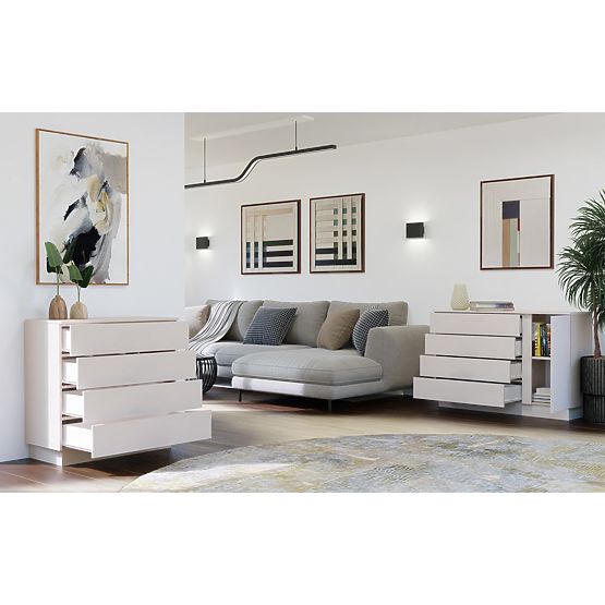 Komoda AMBER 1D4S Skříňka 1 Dveře 4 Zásuvky Do Ložnice Obývacího Pokoje KAŠMÍR Béžová