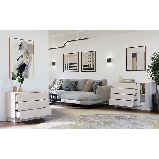 Komoda AMBER 3S Skříňka 3 Zásuvky Do Ložnice Obývacího Pokoje KAŠMÍR Béžová