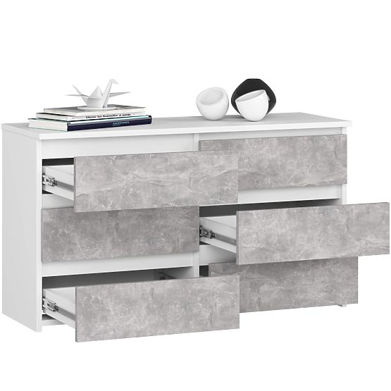 KOMODA CL100 6SZ PK BÍLÁ / BETON