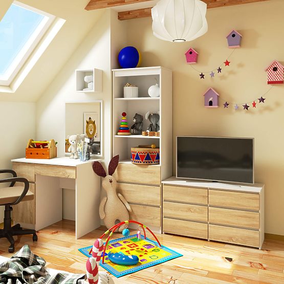 KOMODA CL100 6SZ PK BÍLÁ / DUB SONOMA