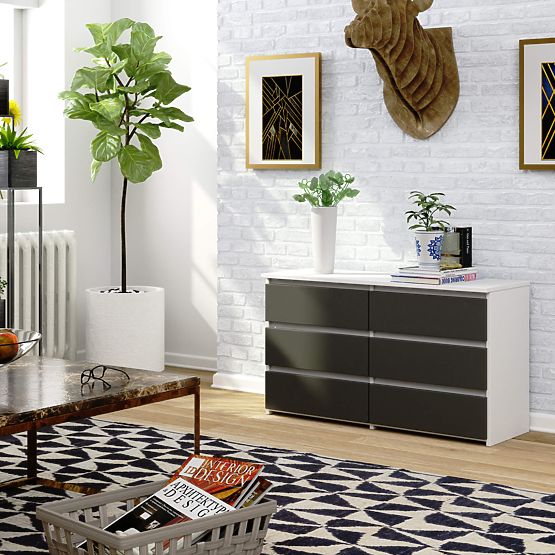 KOMODA CL100 6SZ PK BÍLÁ / ŠEDÁ