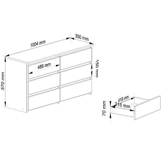 KOMODA CL100 6SZ PK DUB ARTISAN / BÍLÁ