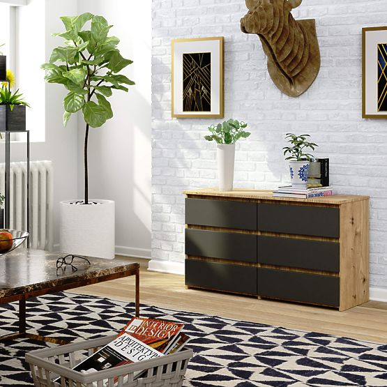 KOMODA CL100 6SZ PK DUB ARTISAN / ŠEDÁ