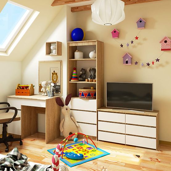 KOMODA CL100 6SZ PK DUB SONOMA / BÍLÁ