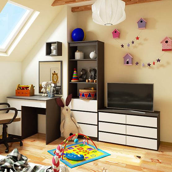 KOMODA CL100 6SZ ŠEDÁ / BÍLÁ