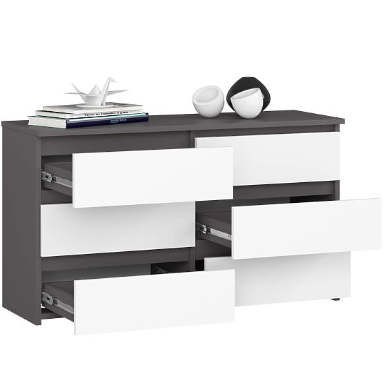 KOMODA CL100 6SZ ŠEDÁ / BÍLÁ