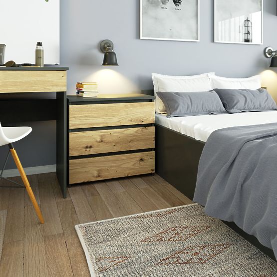 KOMODA CL3 3SZ CLP PK GRAFIT ŠEDÁ / DUB ARTISAN